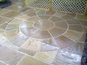 Patio and retaining wall Bedgrove